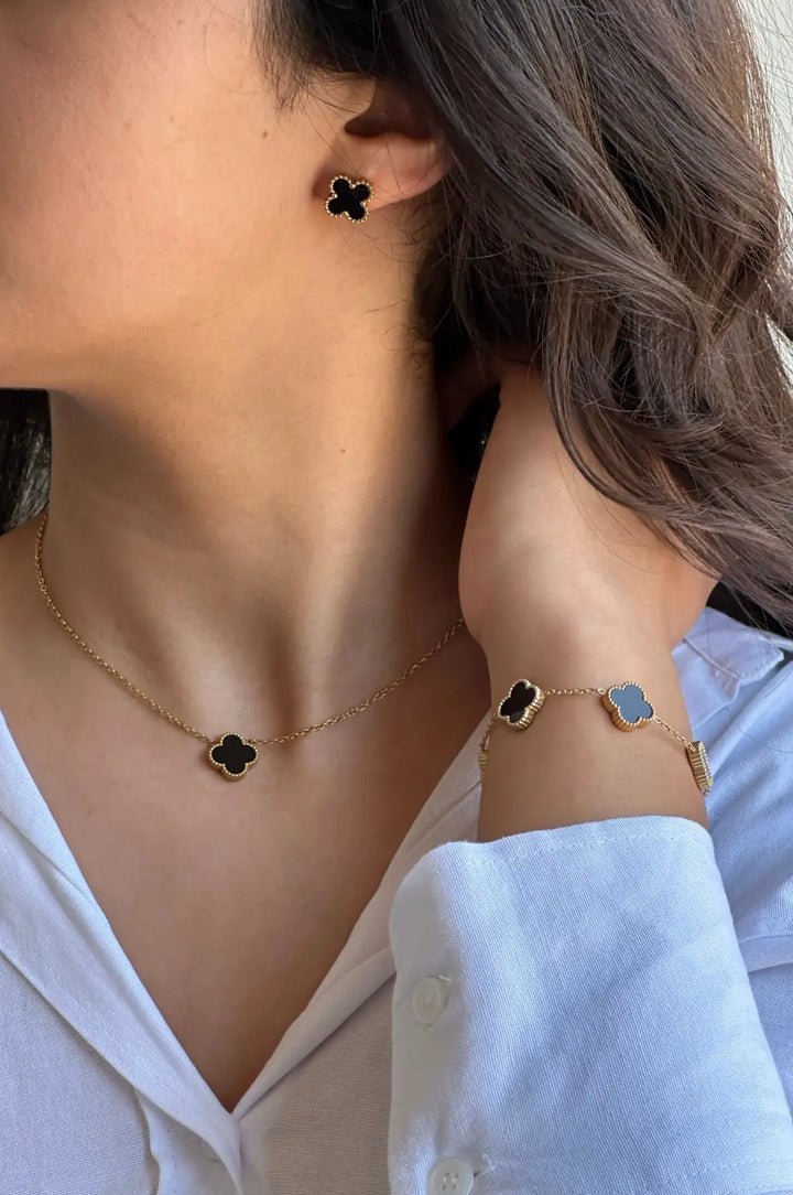 Ensemble de Boucles et Collier Clover 1 Motif